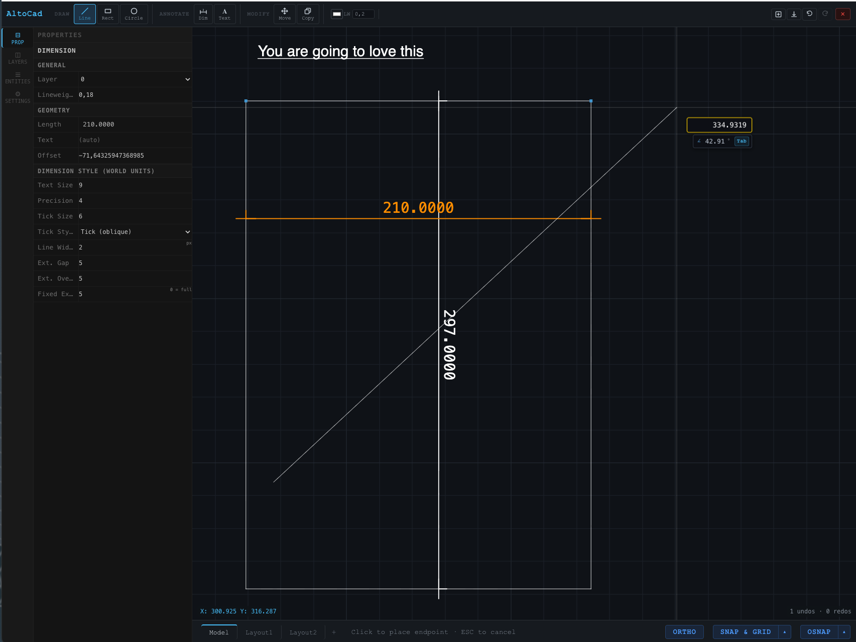 AltoCAD 2D drawing editor